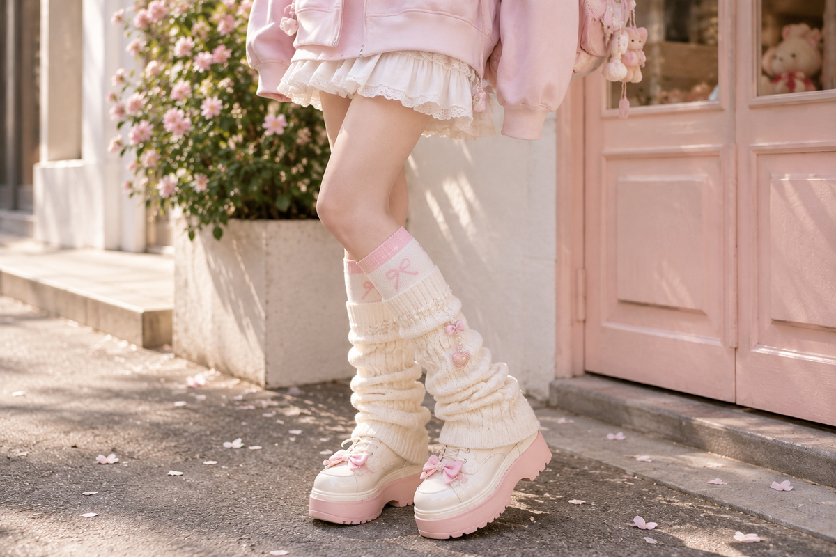 How to Style Kawaii Socks & Leg Warmers Without Throwing Off Your Outfit - Cute Socks, Fall Fashion, Harajuku Fashion,