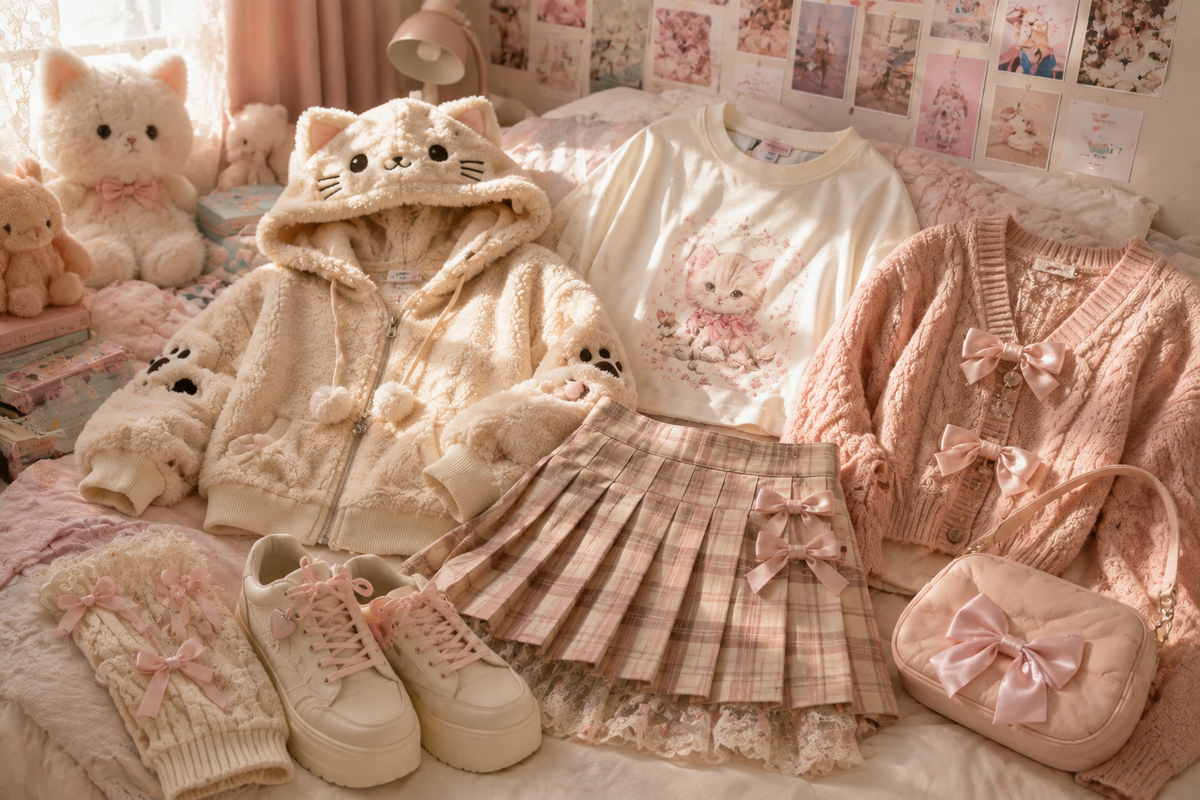 Cutecore Fashion: How to Build a Cute Outfit Without Overdoing It - Cozy Style, Cute Outfits, Cutecore, Kawaii Fashion,