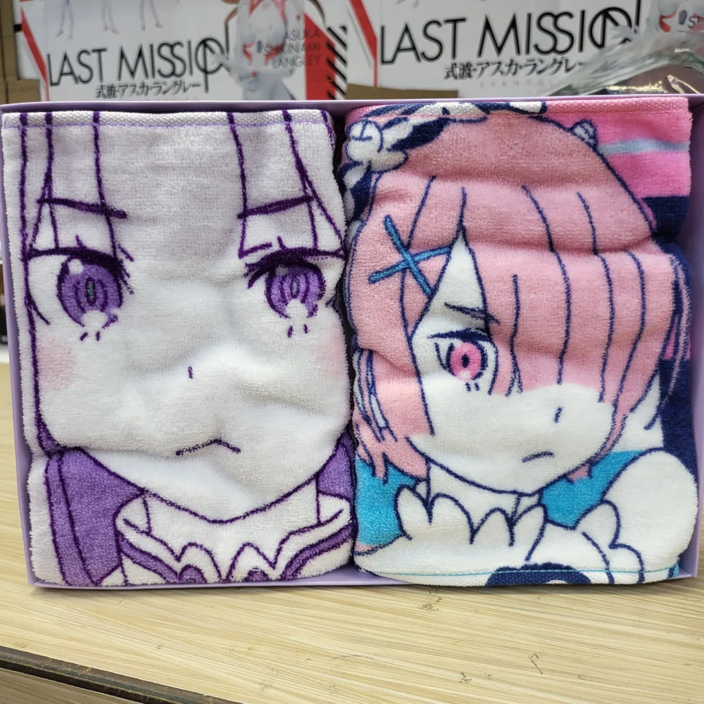 Re:Zero Emilia Rem and Ram Towel Set Vol. 2 7.8’’ x 39.3’’ - Best Sellers - Figures - 1