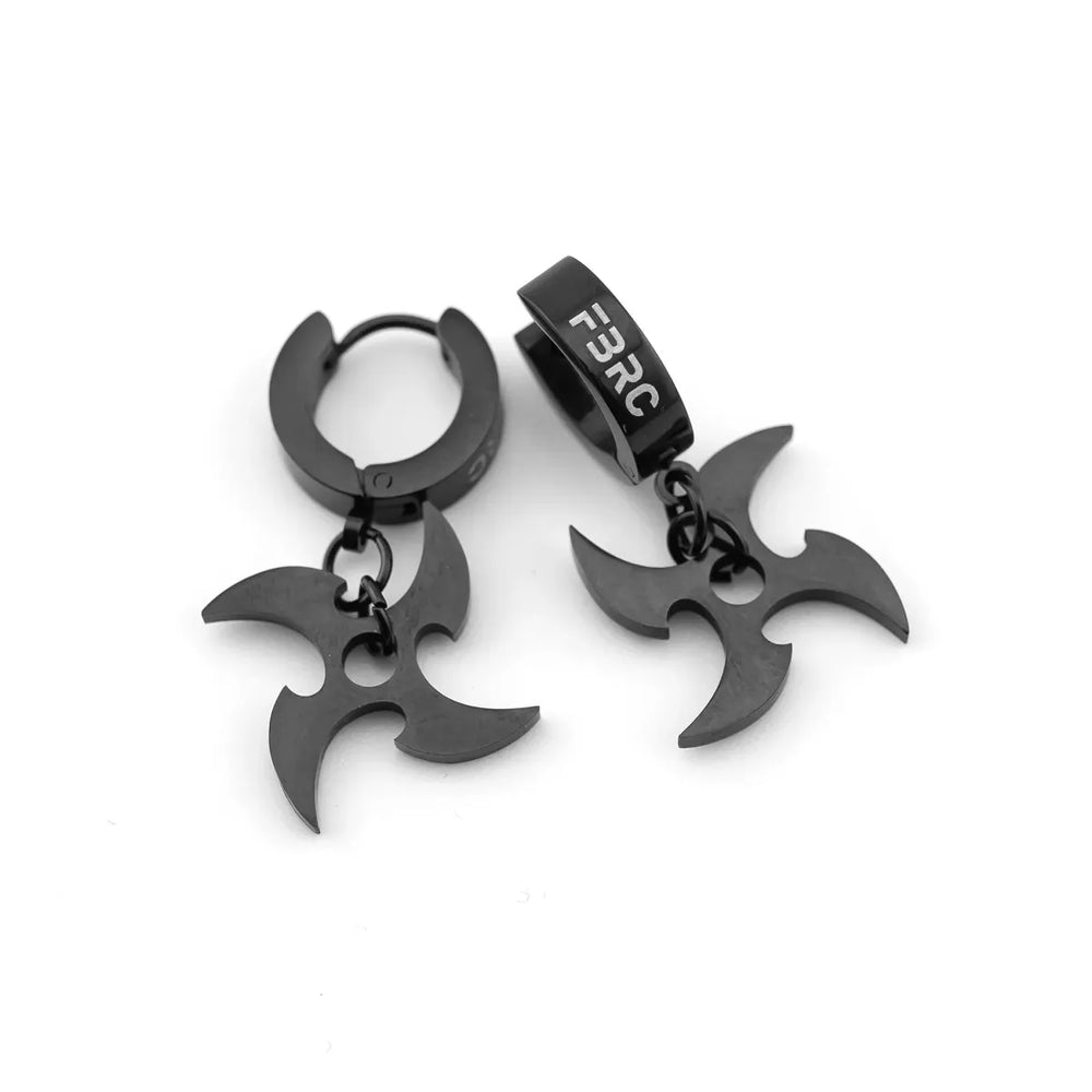 Black Shuriken Stainless Steel Earrings - Best Sellers - Earrings - 1