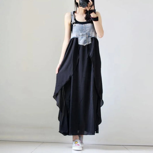 Korean Style Plus Size Denim Chiffon Strap Maxi Dress - All Dresses - Maxi Dress - 6
