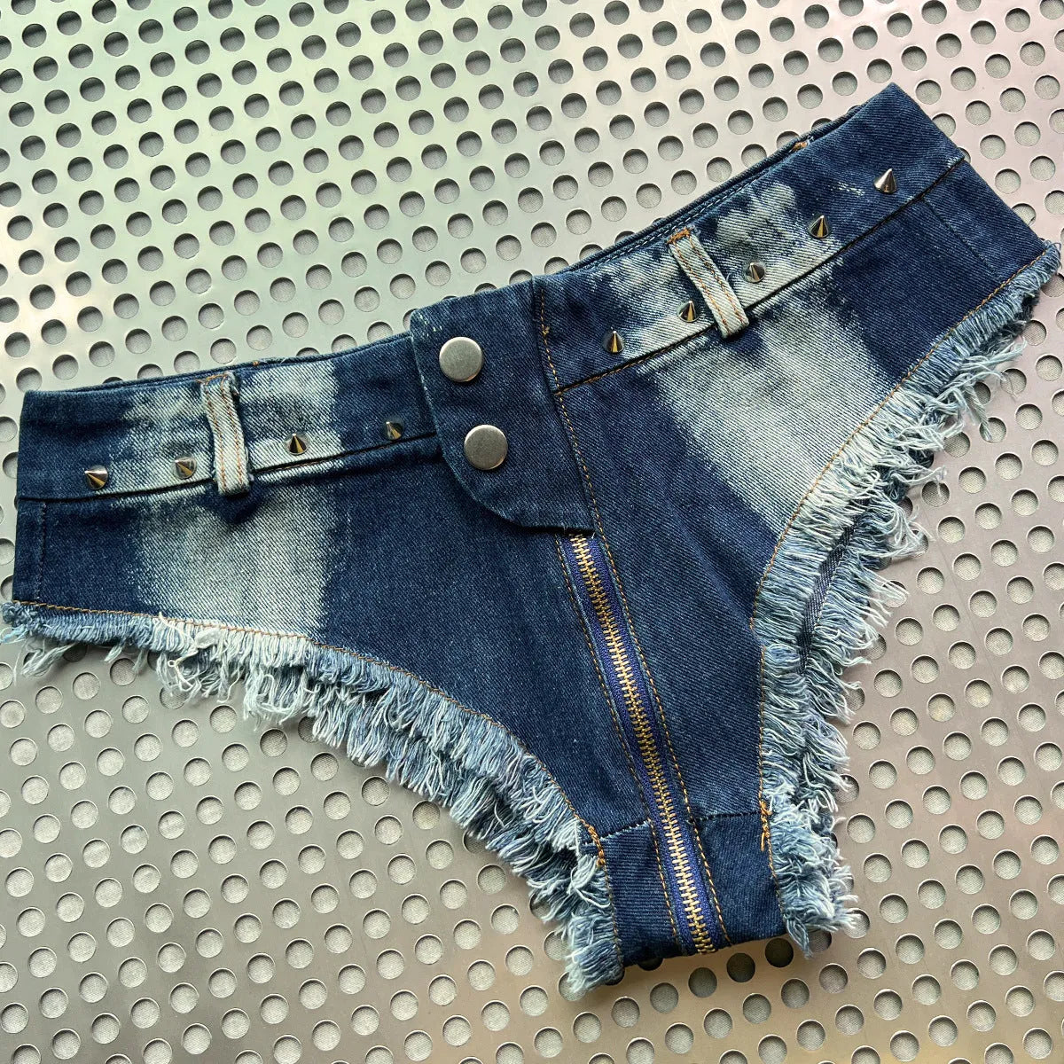 Ultra-Low Waist Open Crotch Denim Hot Shorts - Best Sellers - Shorts - 5