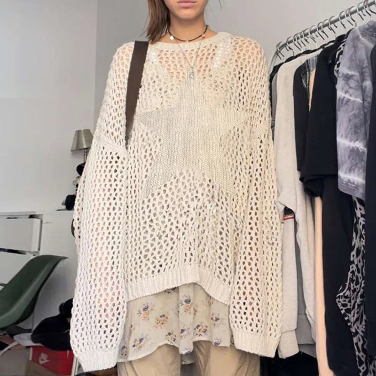 Star Cut-Out Sheer Knit Pullover - Best Sellers - Sweater / Pullover - 1