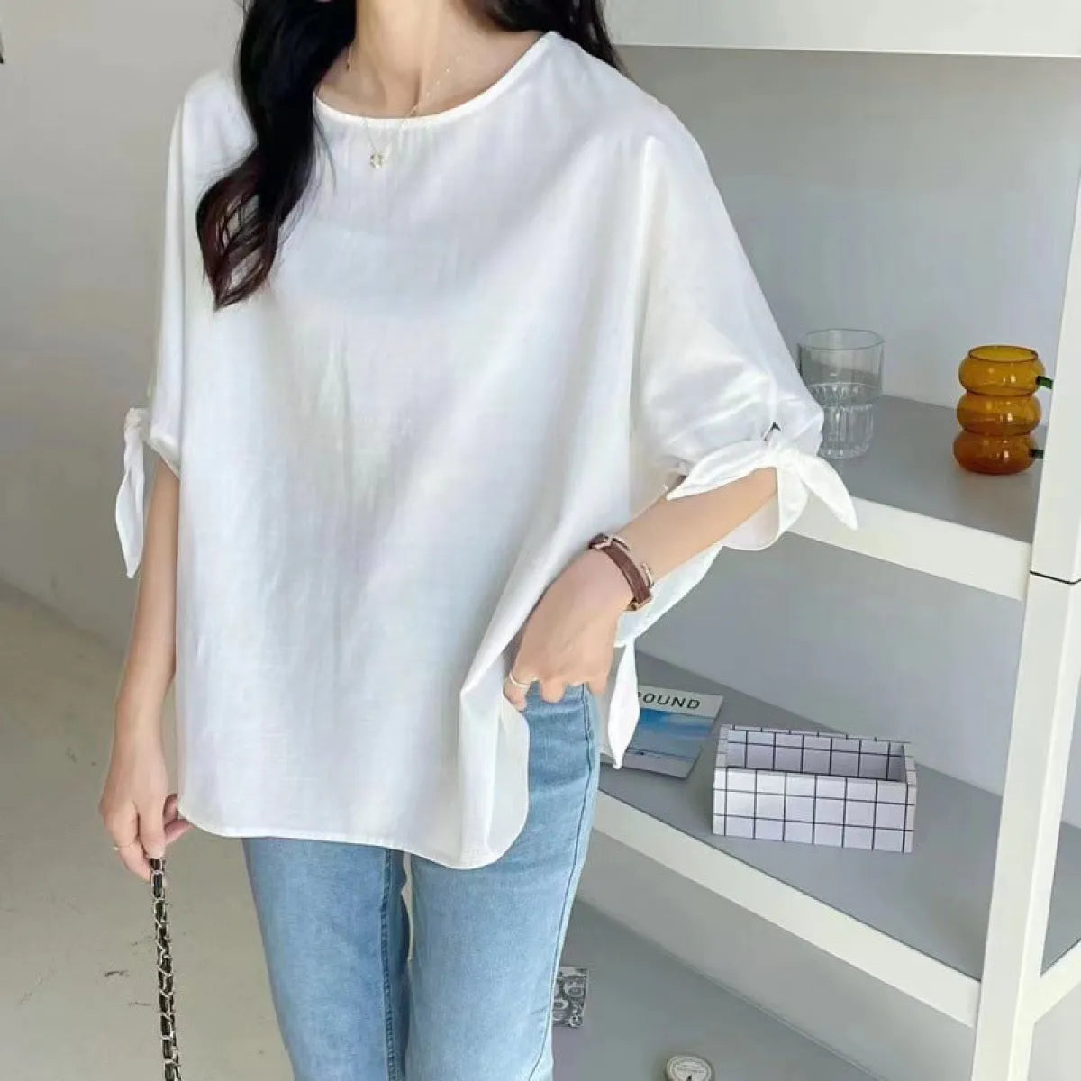 Japanese Loose Lantern Sleeve Solid Top - Best Sellers - Blouse - 1