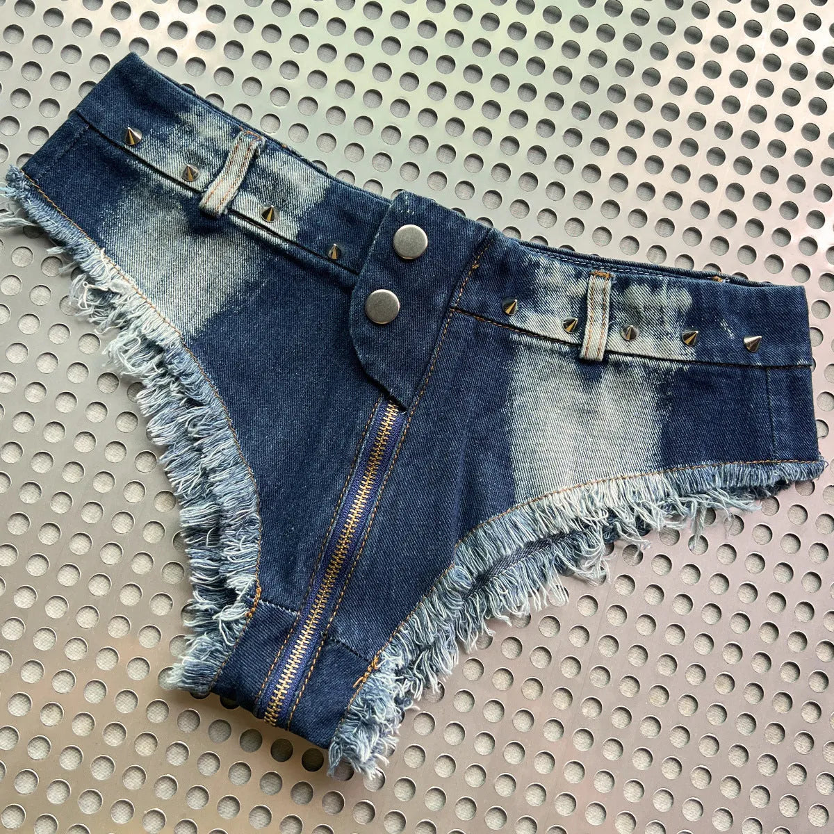Ultra-Low Waist Open Crotch Denim Hot Shorts - Best Sellers - Shorts - 1