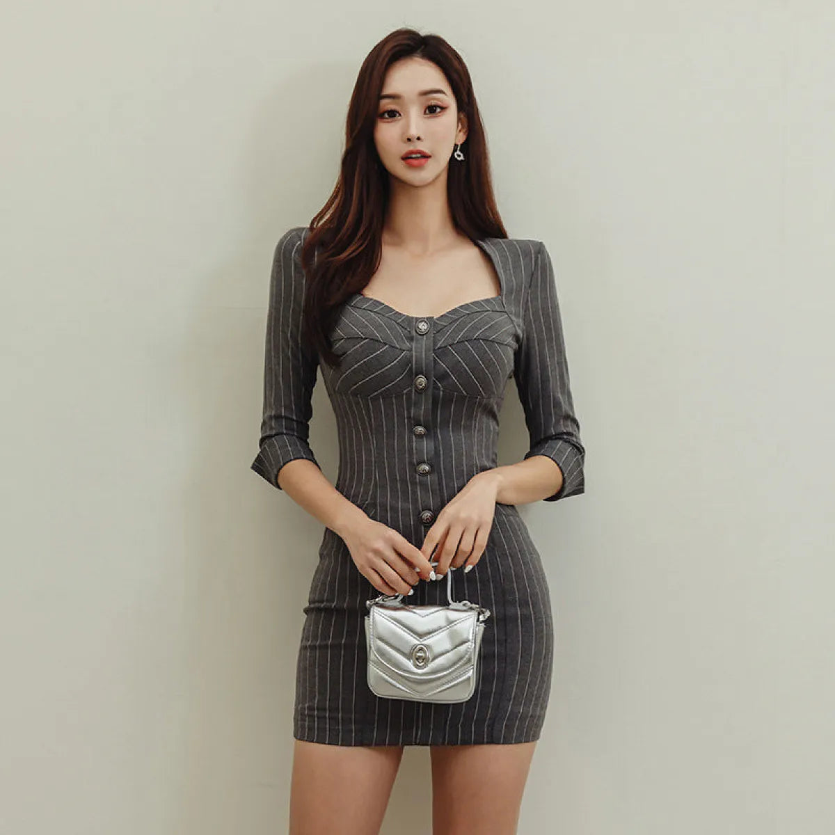 K-Style Square Neck Striped Slim Jumpsuit - Best Sellers - Sets / Co-ords - 6