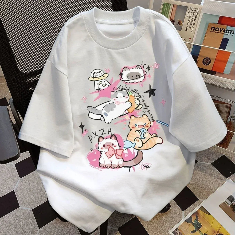 Cute Cat Graphic Loose Fit T-Shirt - Best Sellers - T-Shirt - 1