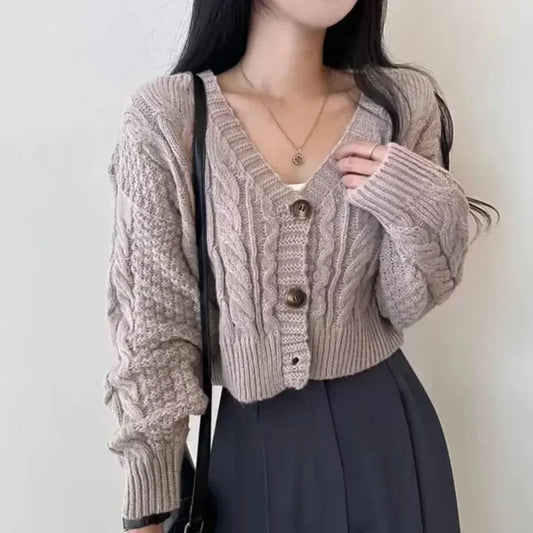 Harajuku Lantern Sleeve V-Neck Crop Cardigan - Best Sellers - Cardigan - 4