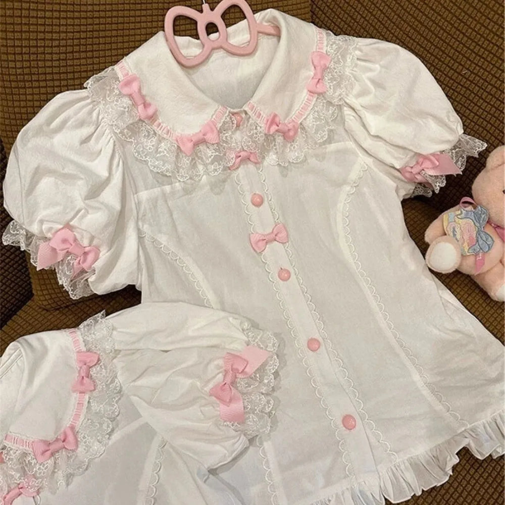 Sweet Lolita Peter Pan Collar Puff Sleeve Blouse - Best Sellers - Blouse - 1