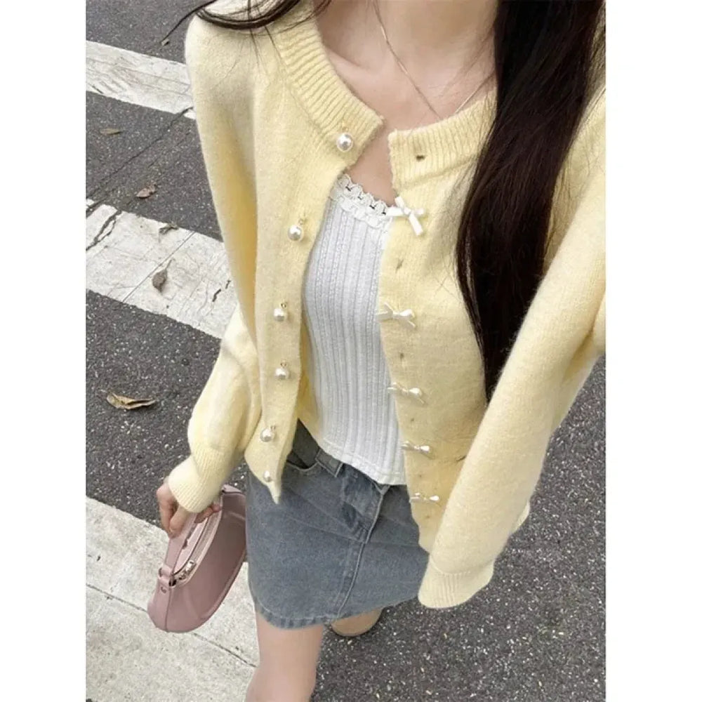 Yellow Bow Knit Cardigan - Best Sellers - Cardigan - 1