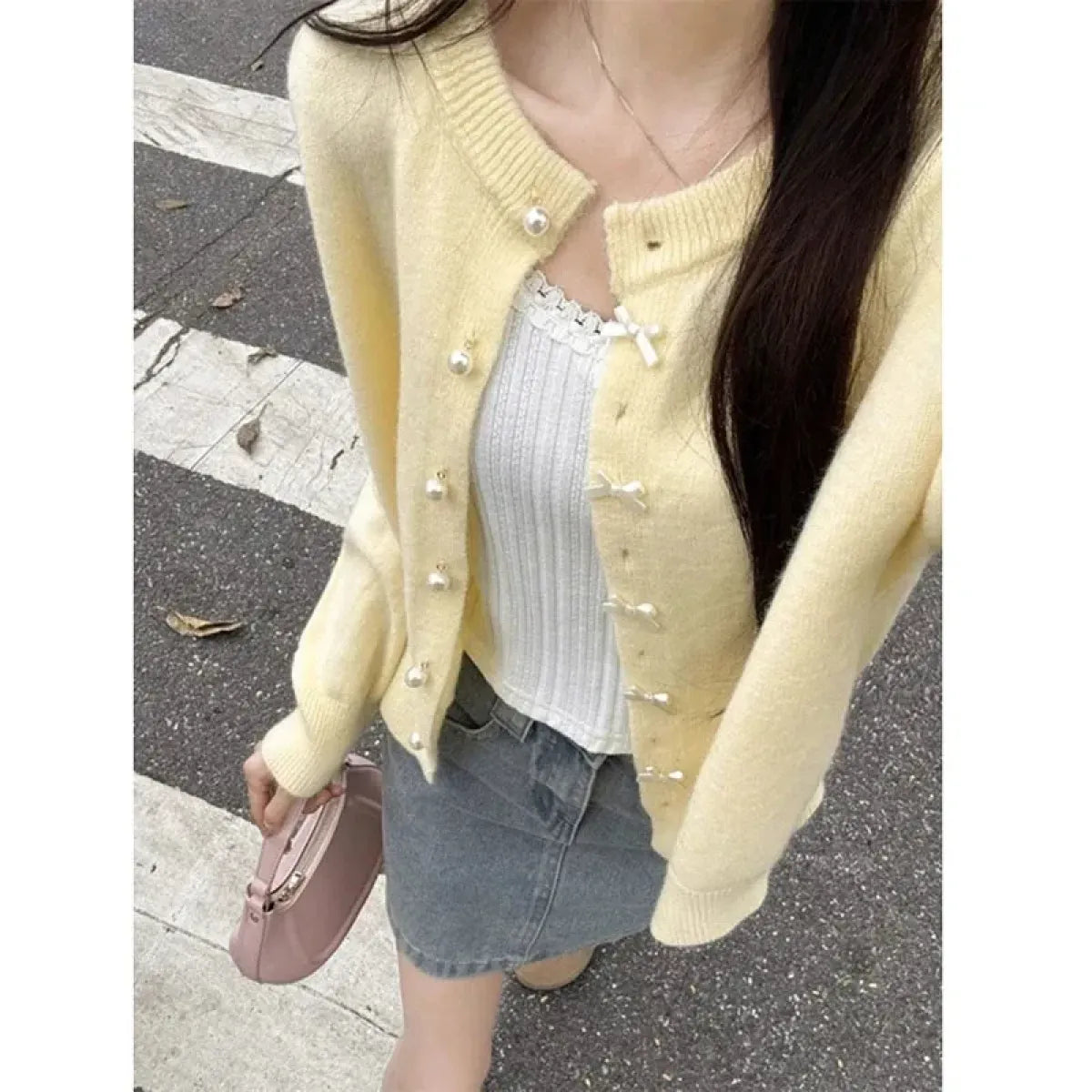 Yellow Bow Knit Cardigan - Best Sellers - Cardigan - 1