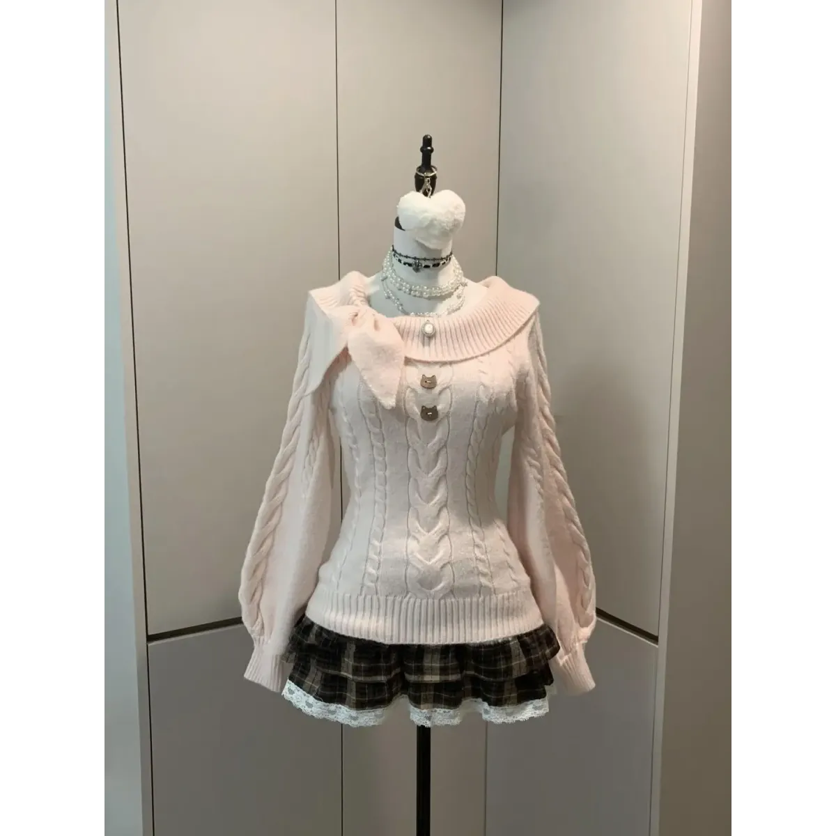 Preppy Bow Knit Sweater Y2K Gyaru Style - Best Sellers - Sweater / Pullover - 1