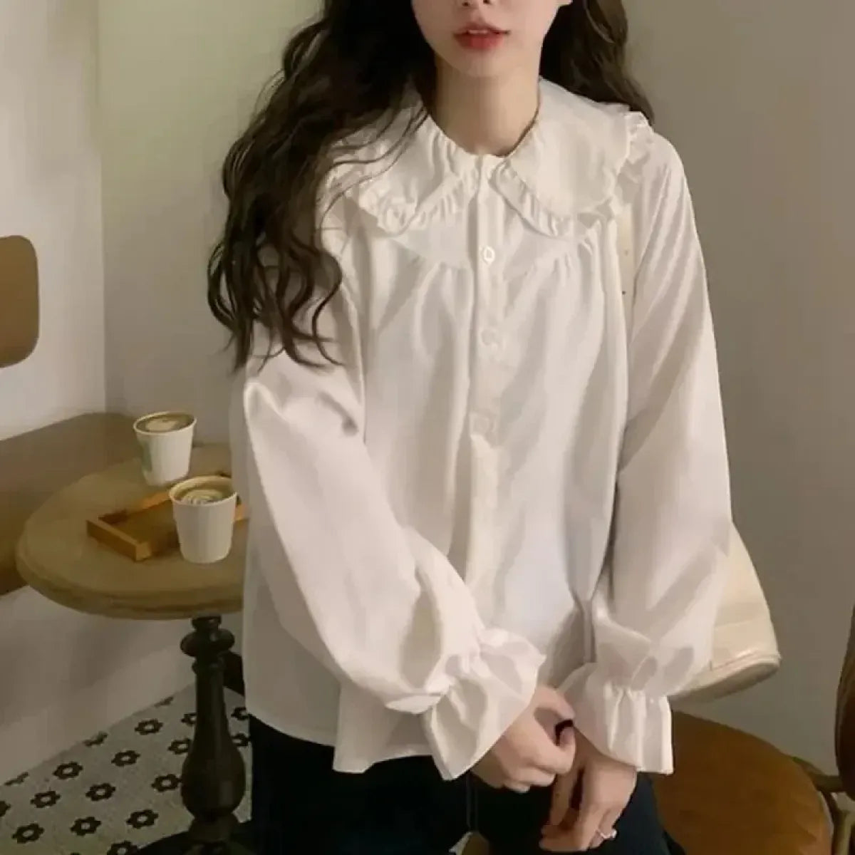 Vintage White Peter Pan Collar Blouse - Best Sellers - Button-Up Shirt - 1