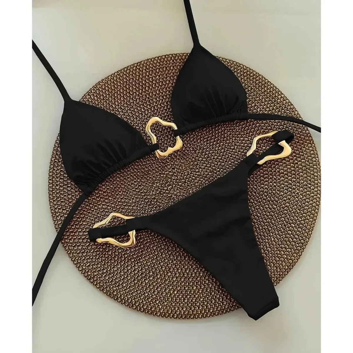 Solid Color Lace-Up Two-Piece Bikini Set - Best Sellers - Swimsuit / Bikini / One-Piece Swimwear - 1