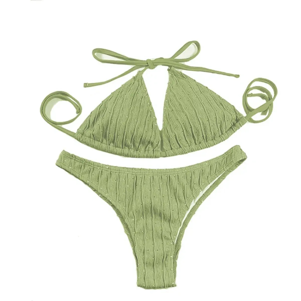 Jacquard Drawstring Two Piece Bikini Set - Best Sellers - Swimsuit / Bikini / One-Piece Swimwear - 1