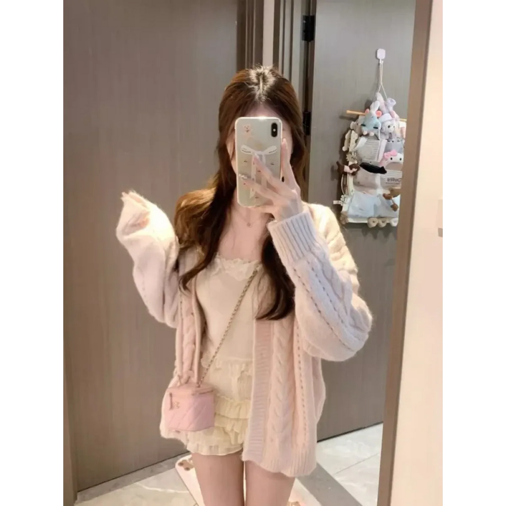 Sweet Pink V-Neck Knit Cardigan - Best Sellers - Cardigan - 1