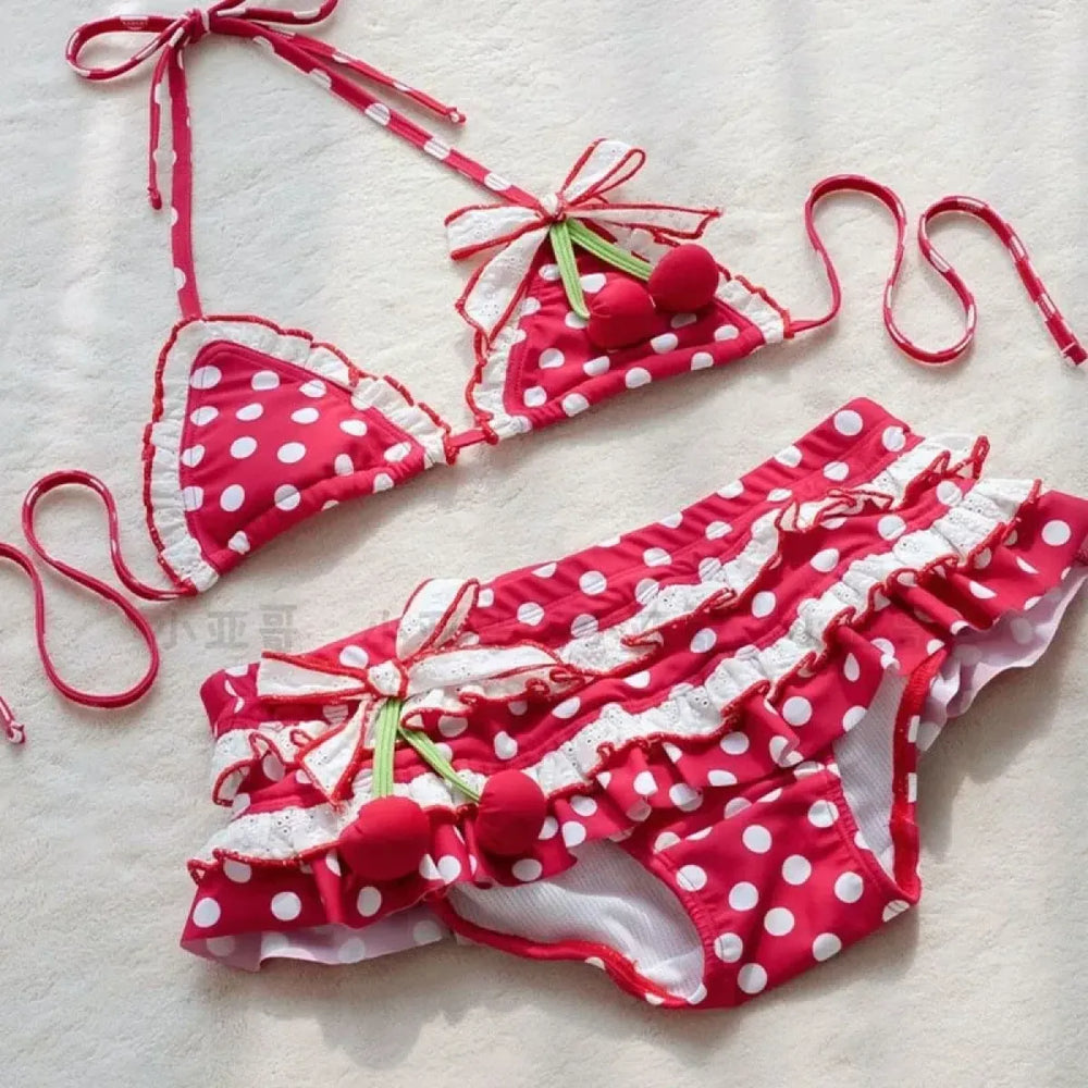 Kawaii Anime Print Halter Bikini Set - Anime - Swimsuit / Bikini / One-Piece Swimwear - 1