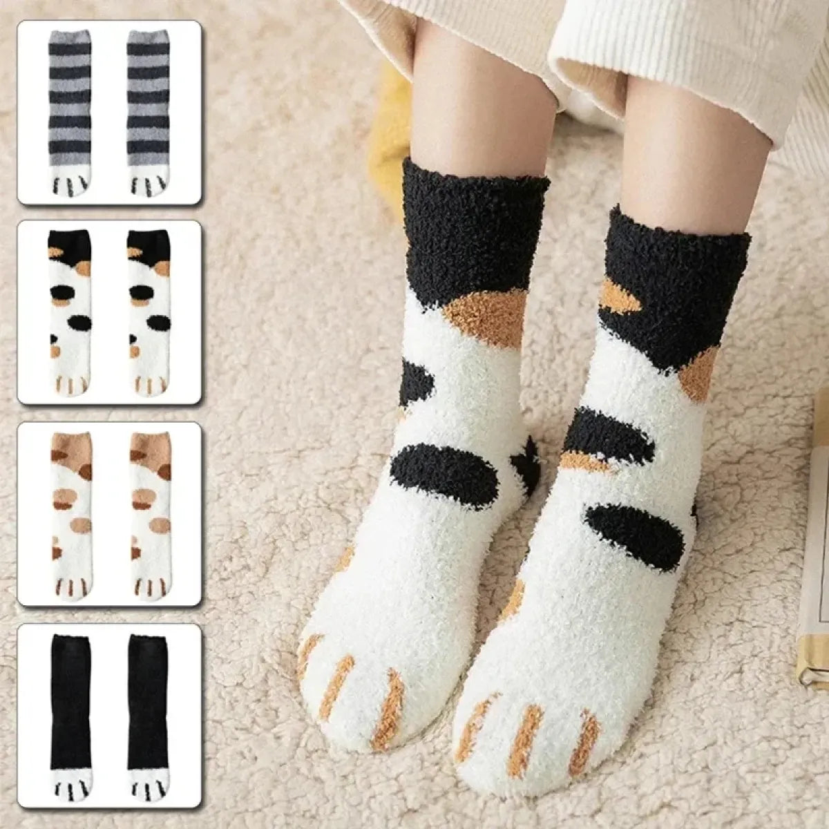 Cat Paw Cartoon Knit Middle Tube Socks - Accessories - Accessories - 1