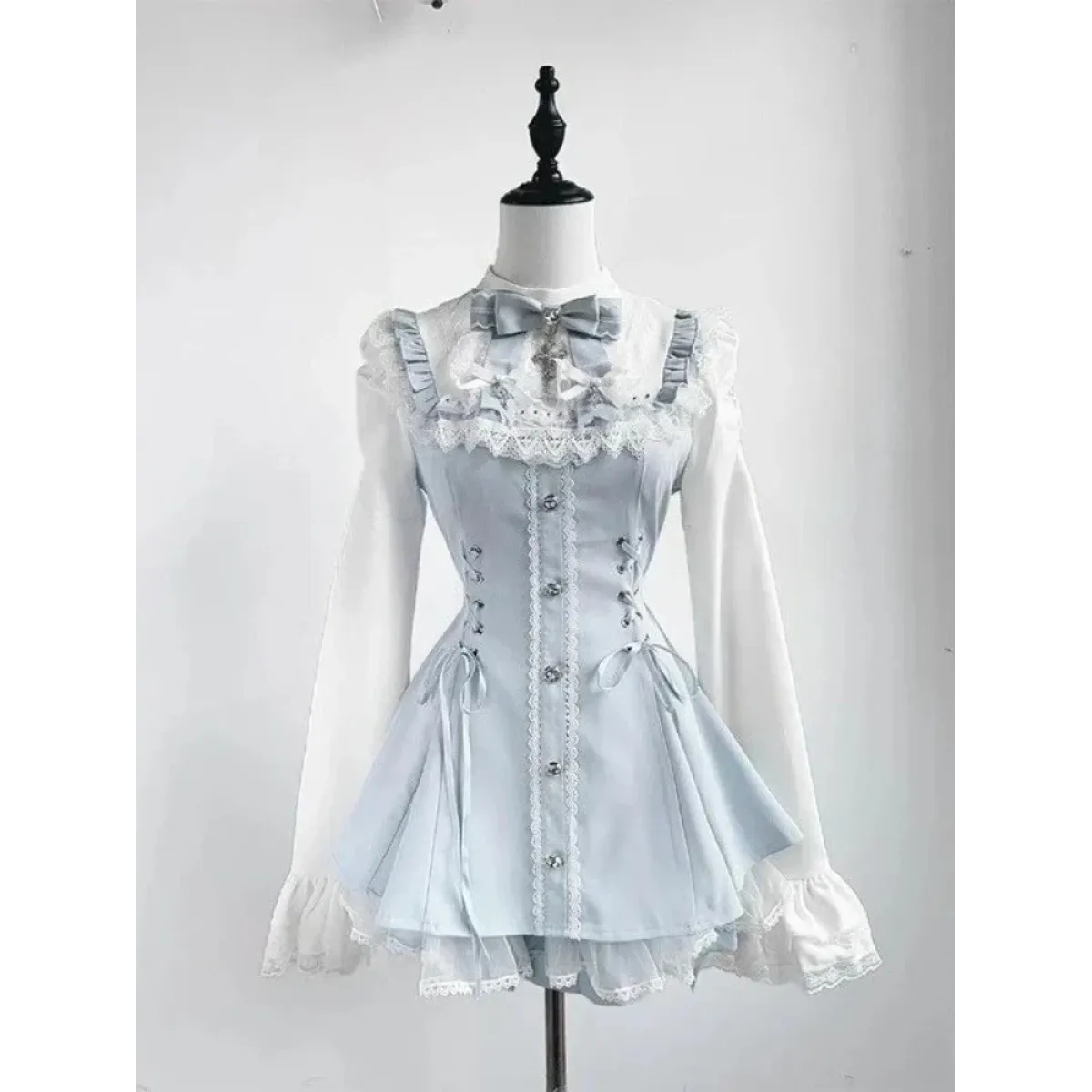 Japanese Gothic Lolita Y2K Lace Mini Dress Set - All Dresses - Lolita Dress - 13