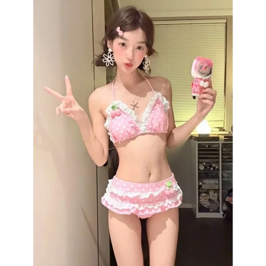 Y2K Cherry Dot Patchwork Bikini Set - Best Sellers - Swimsuit / Bikini / One-Piece Swimwear - 6