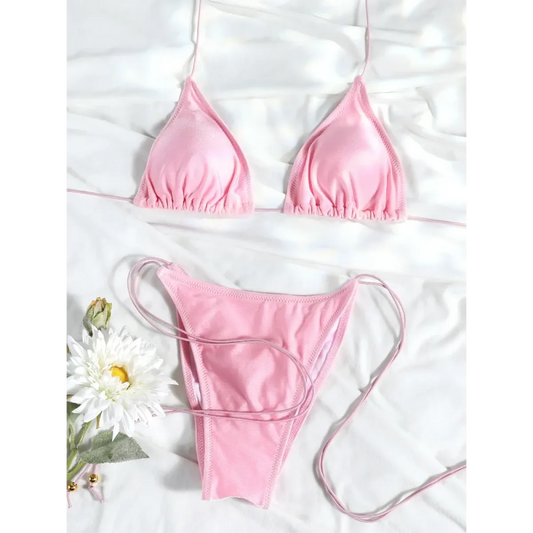 Printed Triangle Micro Thong Bikini Set - Best Sellers - Swimsuit / Bikini / One-Piece Swimwear - 4