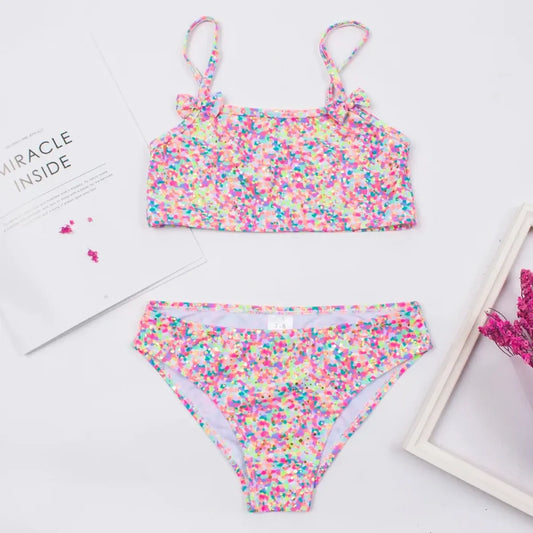 Girls Print Bow Bandeau Bikini Set - Best Sellers - Swimsuit / Bikini / One-Piece Swimwear - 1