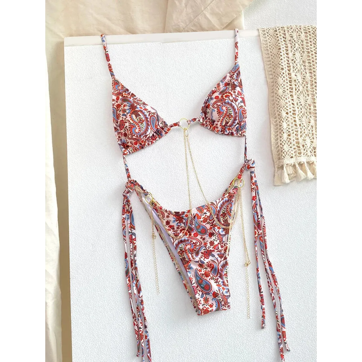 Triangle Chain Print Micro Thong Bikini Set - Best Sellers - Swimsuit / Bikini / One-Piece Swimwear - 1