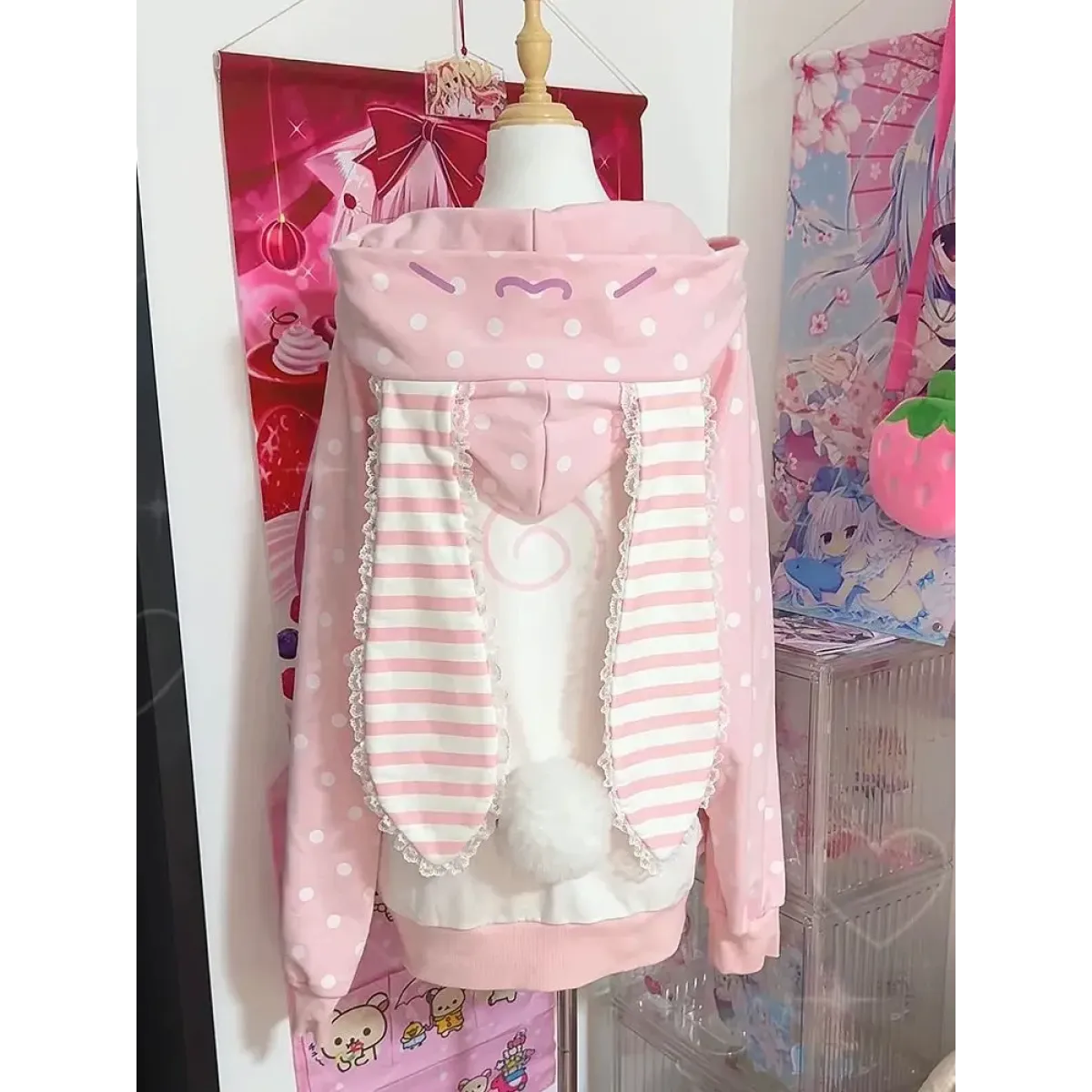 Kawaii Rabbit Ear Lace Patchwork Zip Hoodie - Best Sellers - Hoodie - 5