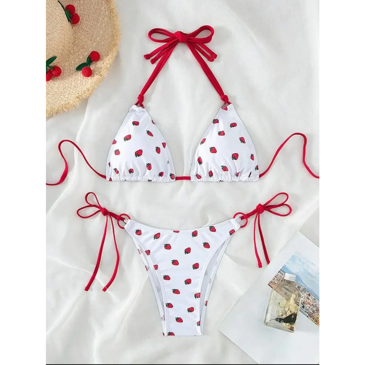 Strawberry Print Halter Micro Bikini Set - Best Sellers - Swimsuit / Bikini / One-Piece Swimwear - 1