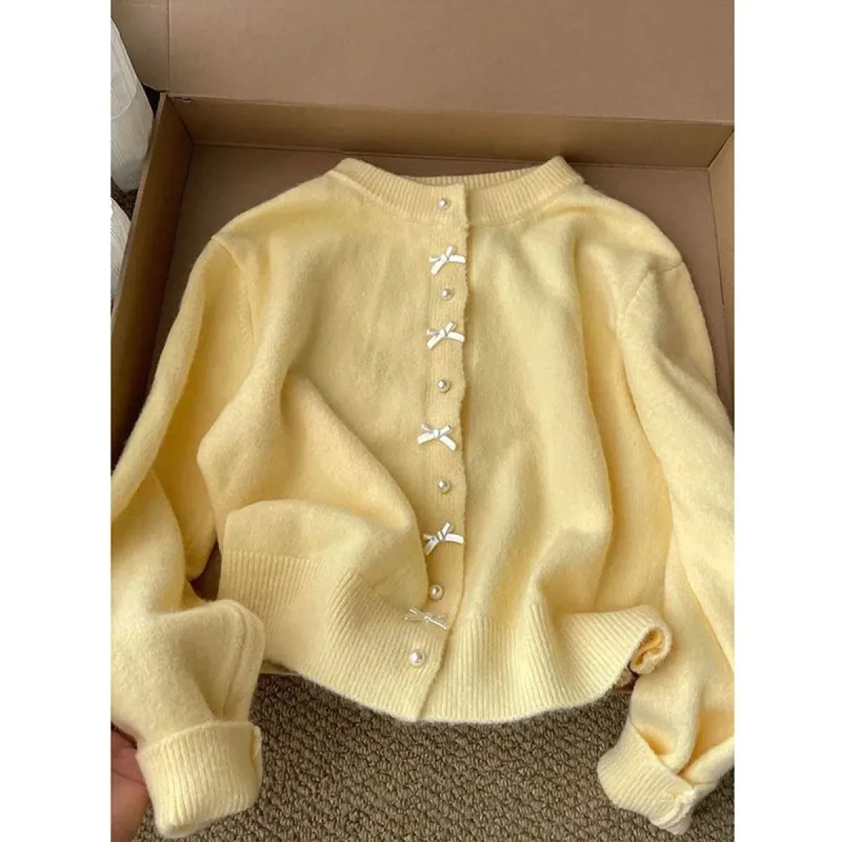 Yellow Bow Knit Cardigan - Best Sellers - Cardigan - 6