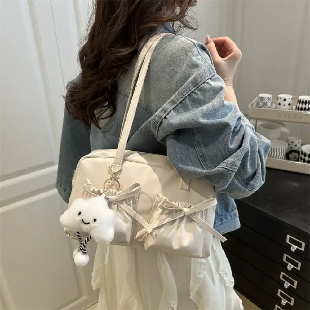 French Style Bow Bowling Bag Shoulder Handbag - Accessories - Shoulder Bag - 1