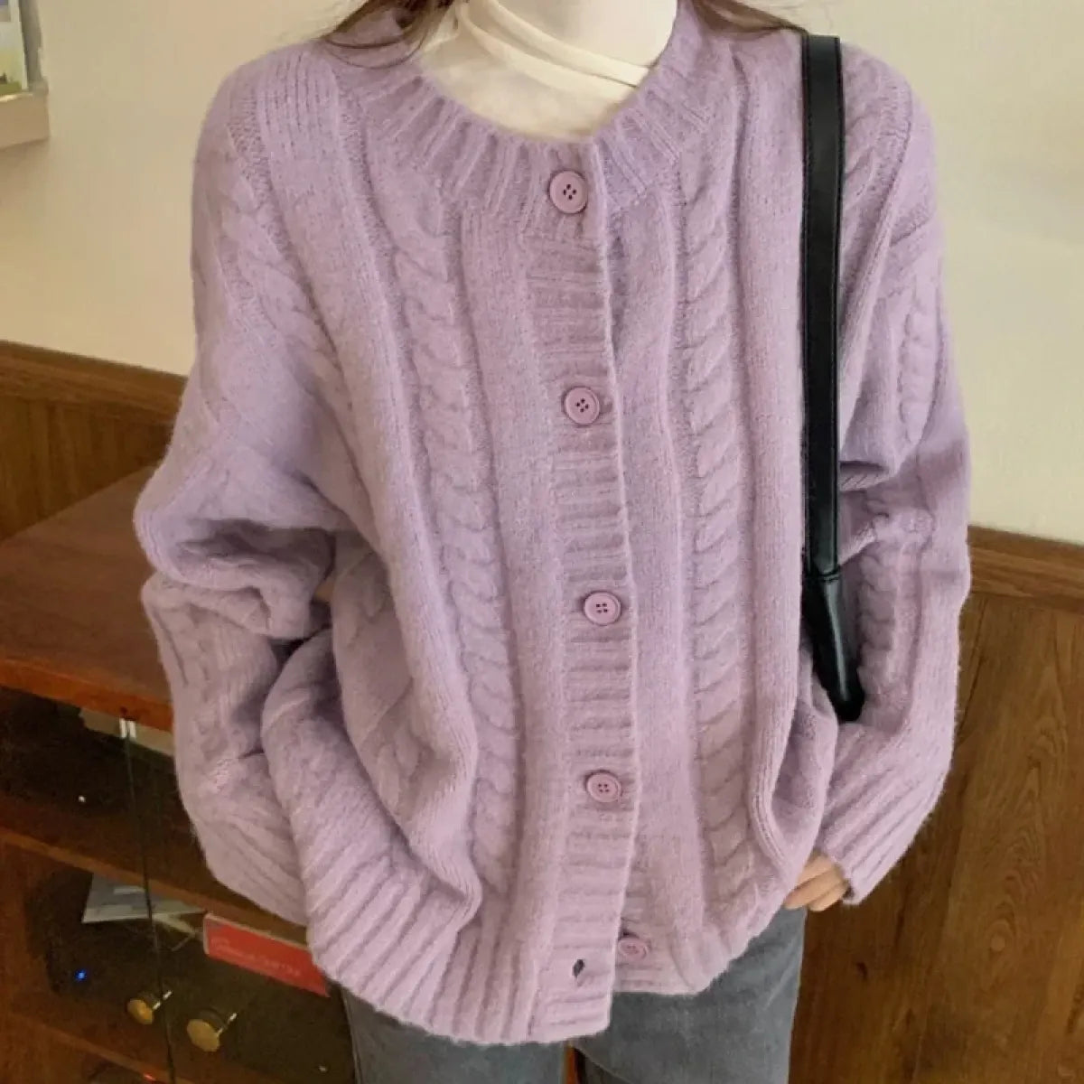 Purple O-Neck Knit Cardigan - Best Sellers - Cardigan - 1