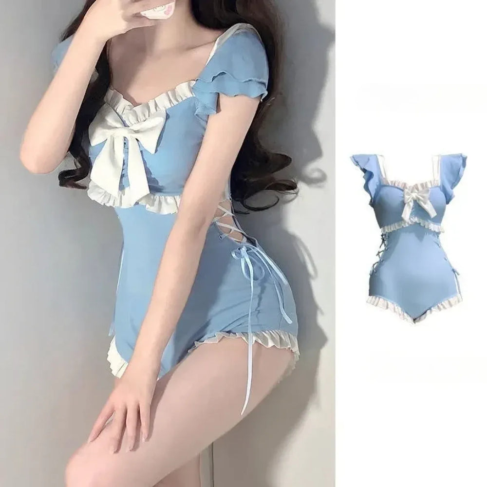 Sweet Blue Ruffle Sleeve One-Piece Swimsuit - Best Sellers - Swimsuit / Bikini / One-Piece Swimwear - 1
