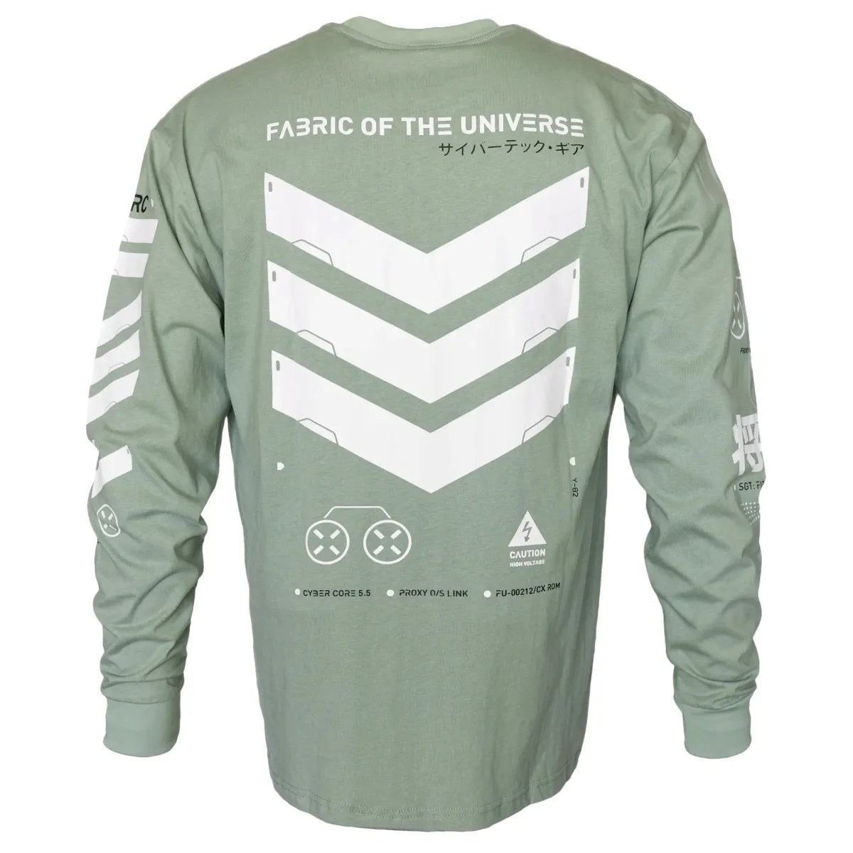 V3-3 Cyber Graphic Faded Green Long Sleeve Tee - Best Sellers - T-Shirt - 1