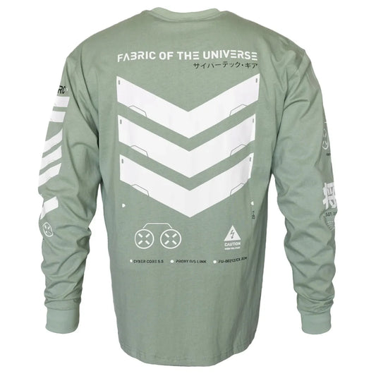 V3-3 Cyber Graphic Faded Green Long Sleeve Tee - Best Sellers - T-Shirt - 1