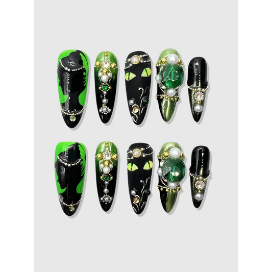 Witch’s Familiar Green Cat Eye Press-On Nails - Best Sellers - Cosmetics - 1