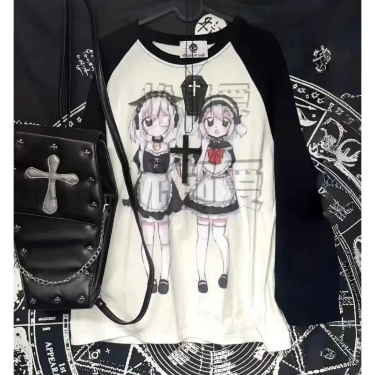 Yami Kawaii Long Sleeve Tee – Anime Maid Print - Anime - Long - Round - T-Shirts - 1