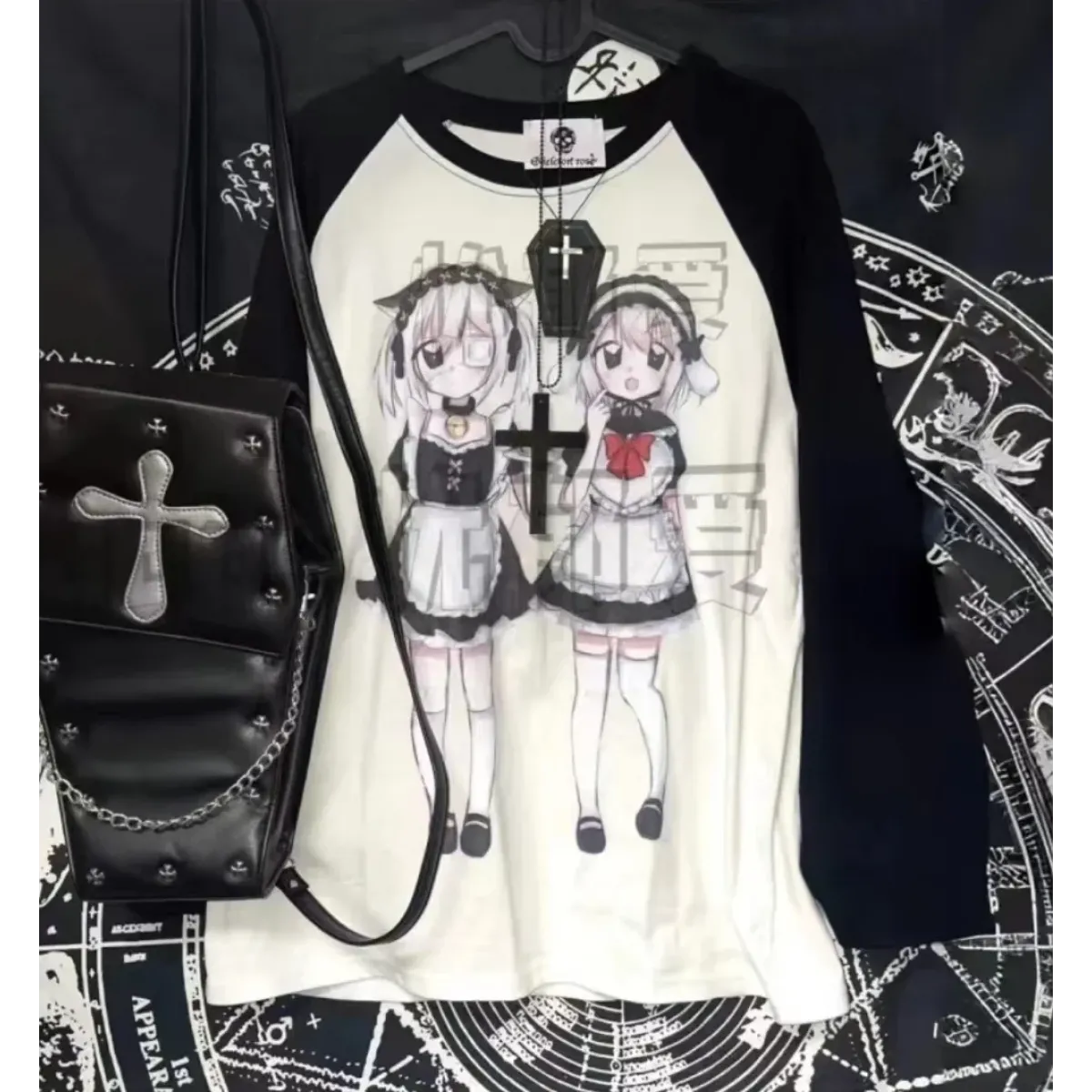 Yami Kawaii Long Sleeve Tee – Anime Maid Print - Anime - Long - Round - T-Shirts - 8