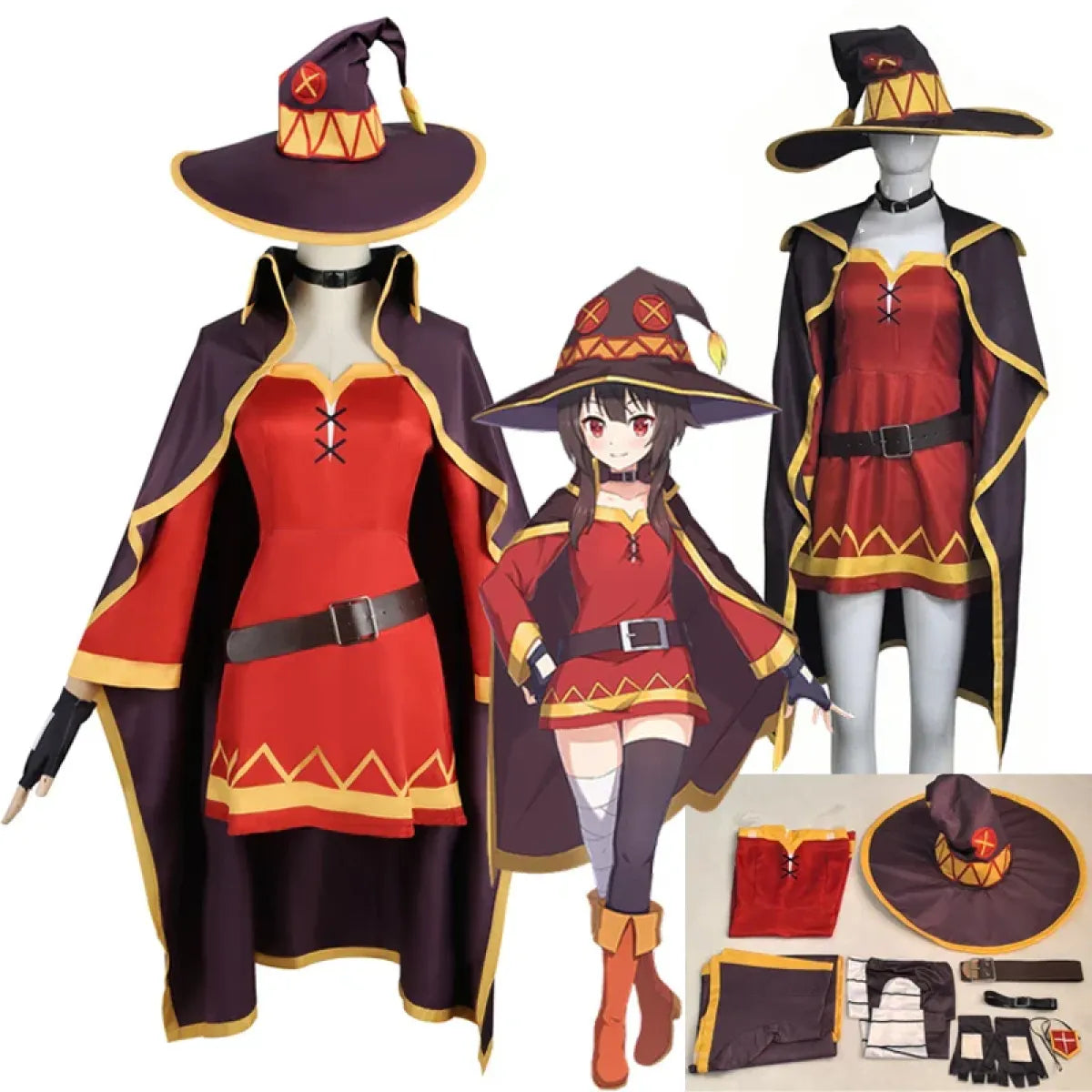 Anime Witch Costume Set with Cloak & Hat - Accessories - Cosplay - 1