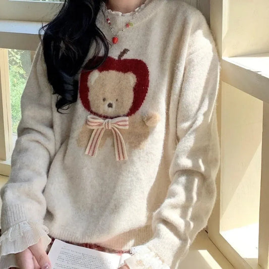 Kawaii Bear Appliqué Sweater - Best Sellers - Sweaters - 1