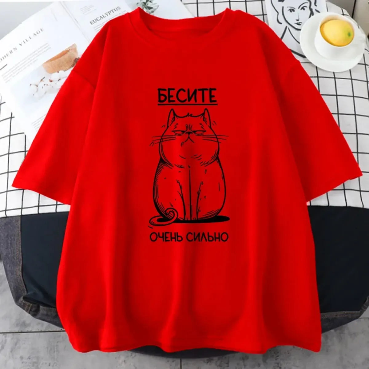 besite cat russian graphic t-shirt - Best Sellers - Unisex T-Shirts - 7