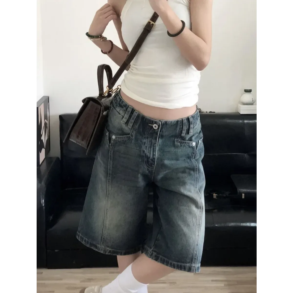 High Waist Korean Denim Biker Shorts - Best Sellers - Shorts - 1
