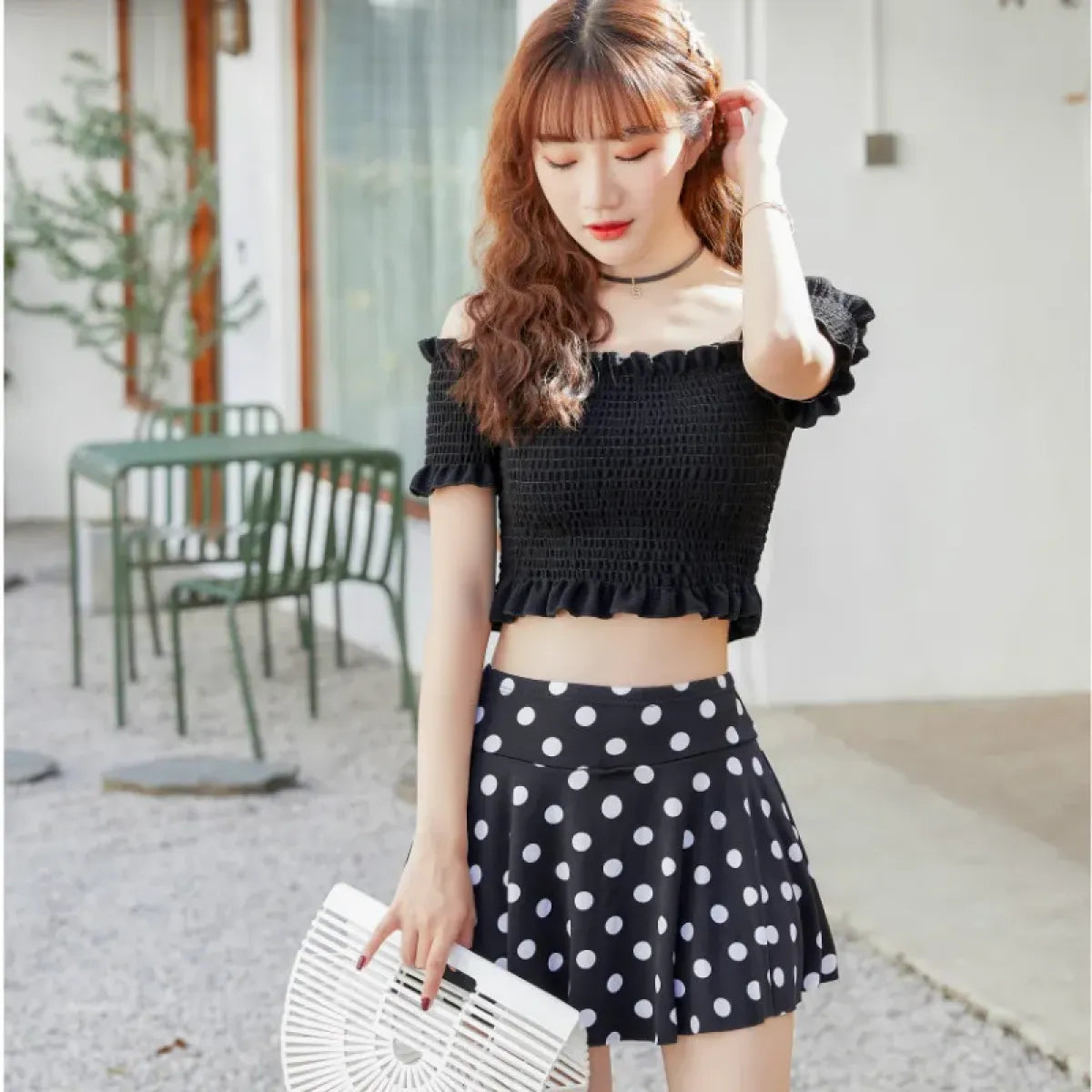 Bikini Set – Ruffled Off Shoulder High Waist Skirt - Best Sellers - Swimwear - 1