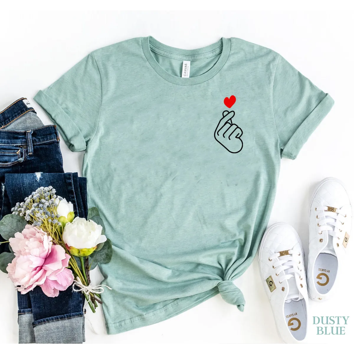 Korean Love Sign T-Shirt - Best Sellers - Women’s Fashion - Women’s Clothing - Tops & Tees - T-Shirts - 1