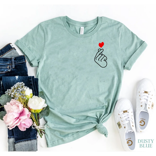 Korean Love Sign T-Shirt - Best Sellers - Women’s Fashion - Women’s Clothing - Tops & Tees - T-Shirts - 1