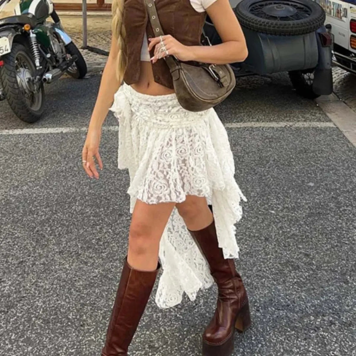 Boho Lace Irregular Layered Skirt - Best Sellers - Skirts - 1
