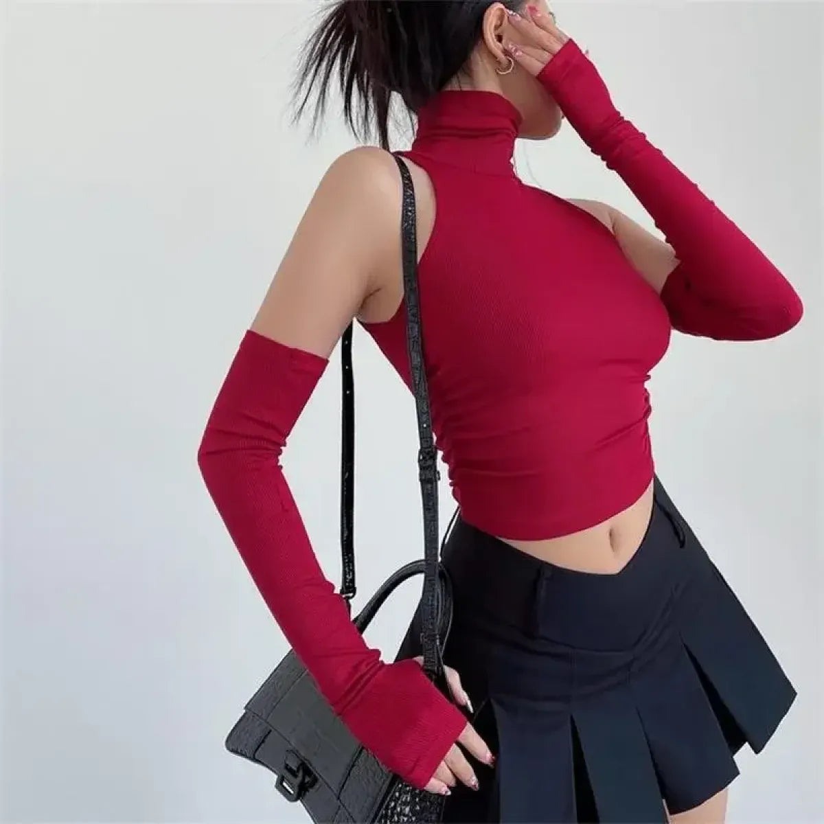 Bold Cutout Turtleneck Crop Top - Best Sellers - 1