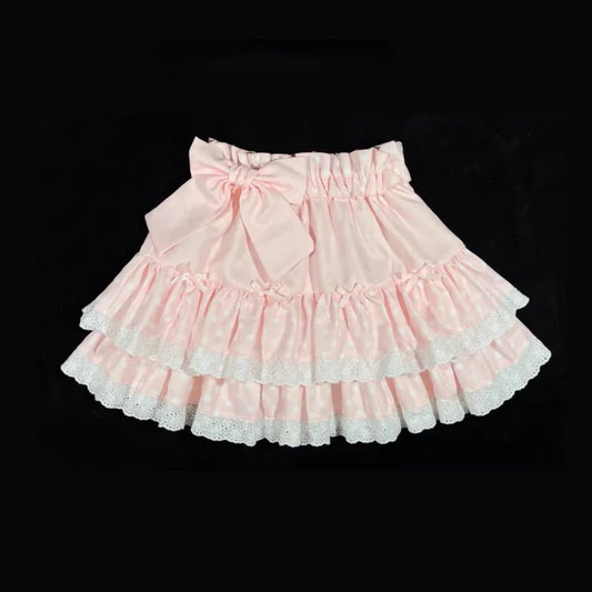 Sweet Bow Lace Ruffles Pleated Skirt - Kawaii Cake Skirt - Best Sellers - 4
