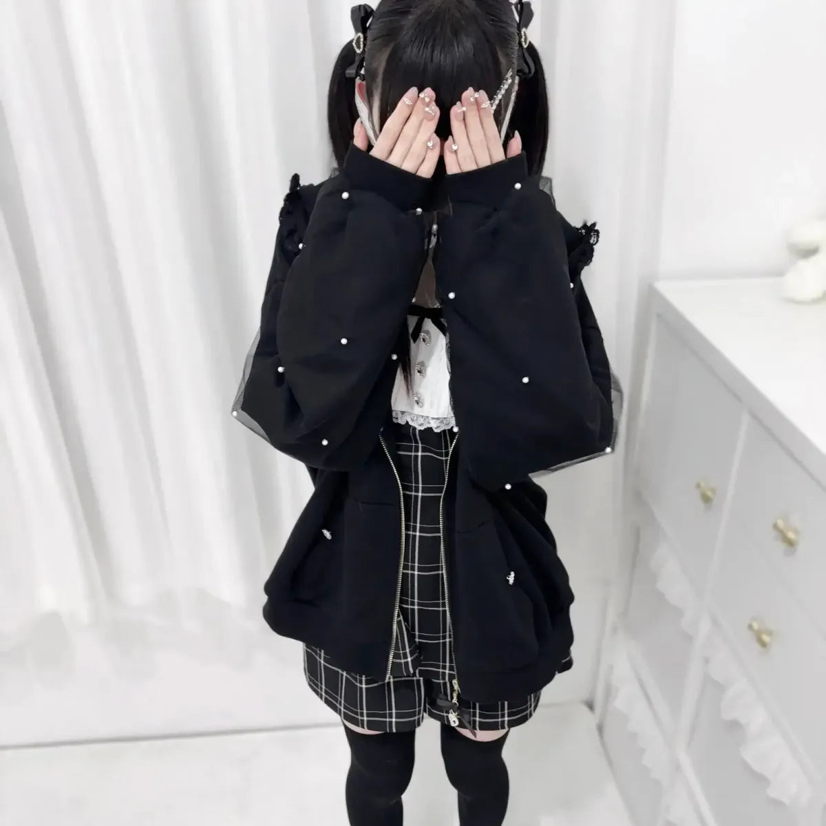 Lace Bunny Ear Patchwork Hoodie Jacket - Best Sellers - Hoodie - 7