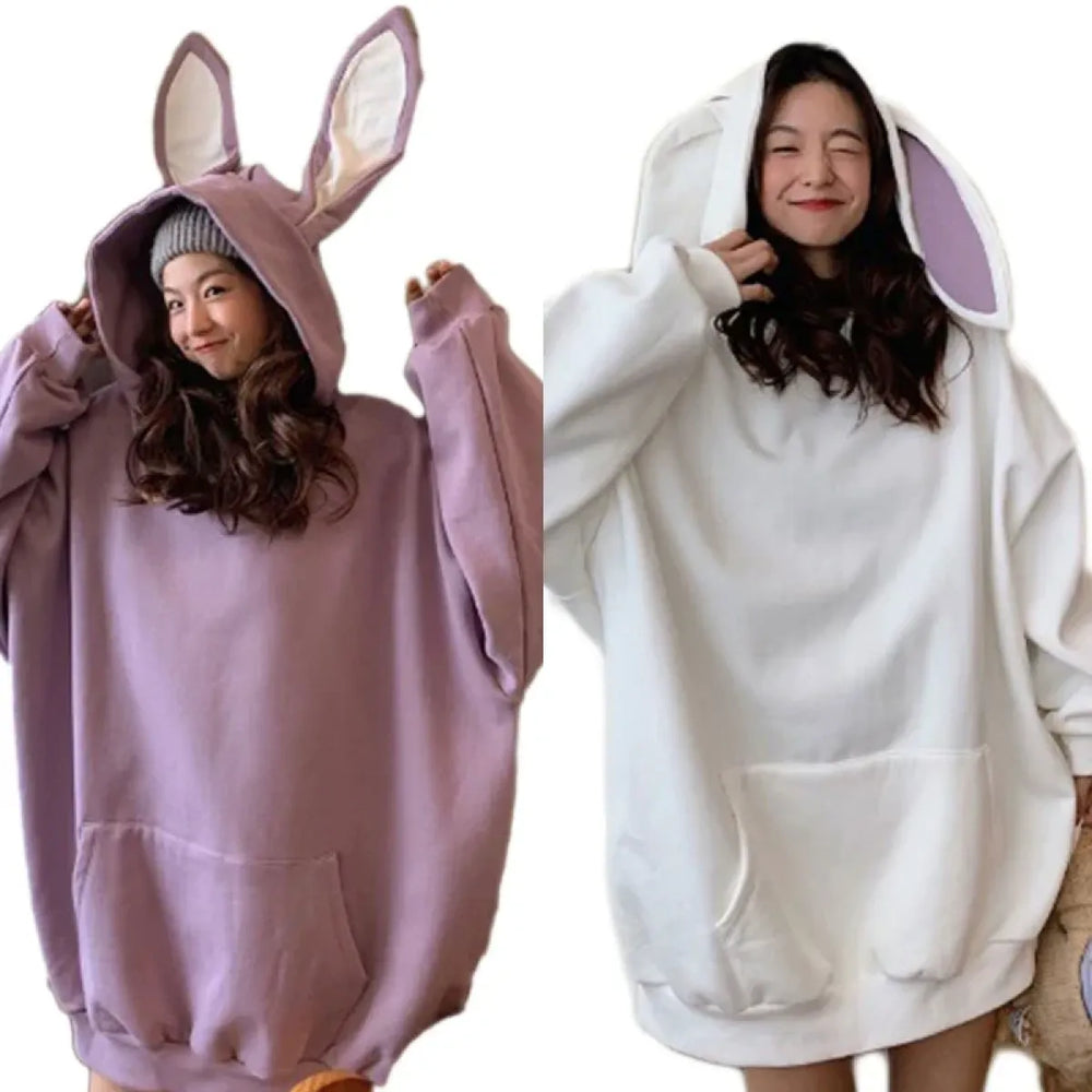 Bunny Ear Women’s Hoodie - Cute Rabbit Long Sleeve Top - Best Sellers - 1